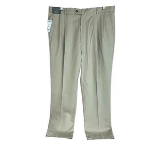 NEW Daniel Cremieux Mens Pleated Straight‎ Leg Khaki Pants 38x30 Beige Stretch